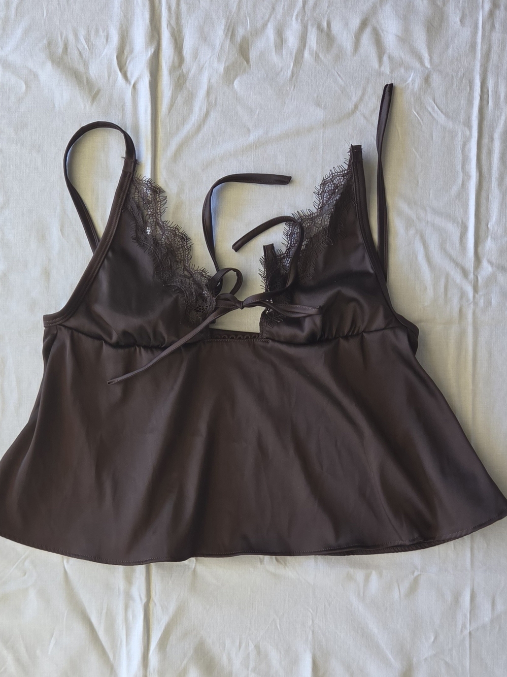 Kat The Label Chocolate Satin Lace Camisole 90s Lingerie As Outerwear Fall S